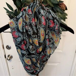 Pretty Floral & Paisley Mixed Print Lightweight Infinity Scarf
